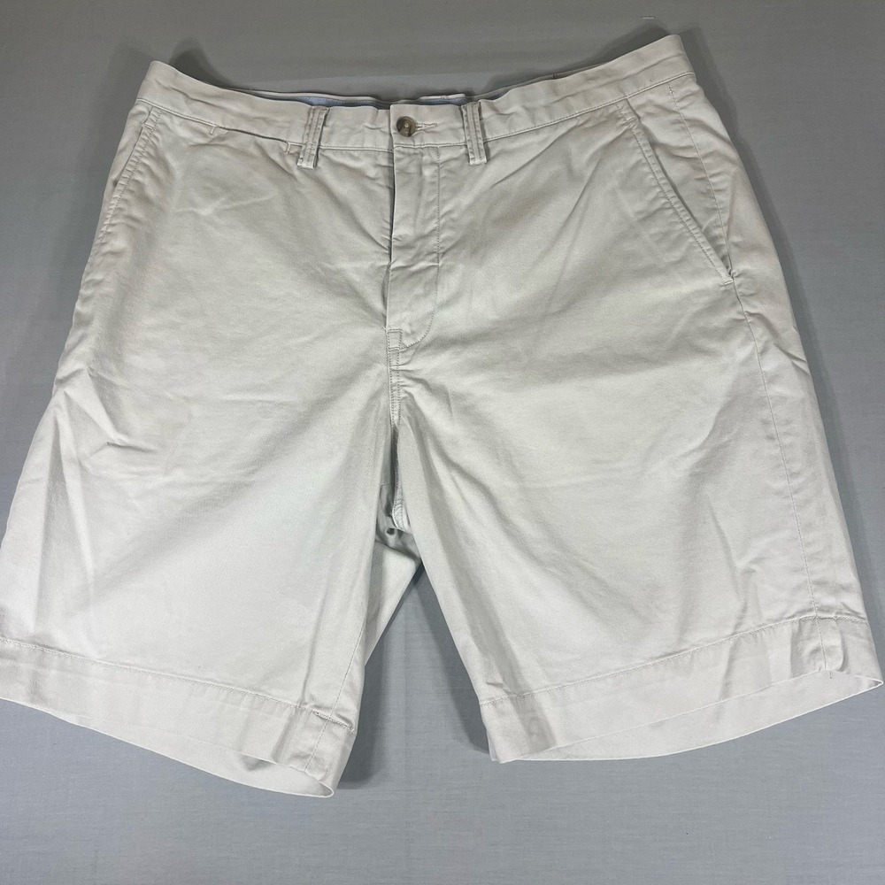 Polo Ralph Lauren Chino Shorts Mens 33 Khaki Stretch Classic Fit Flat Front